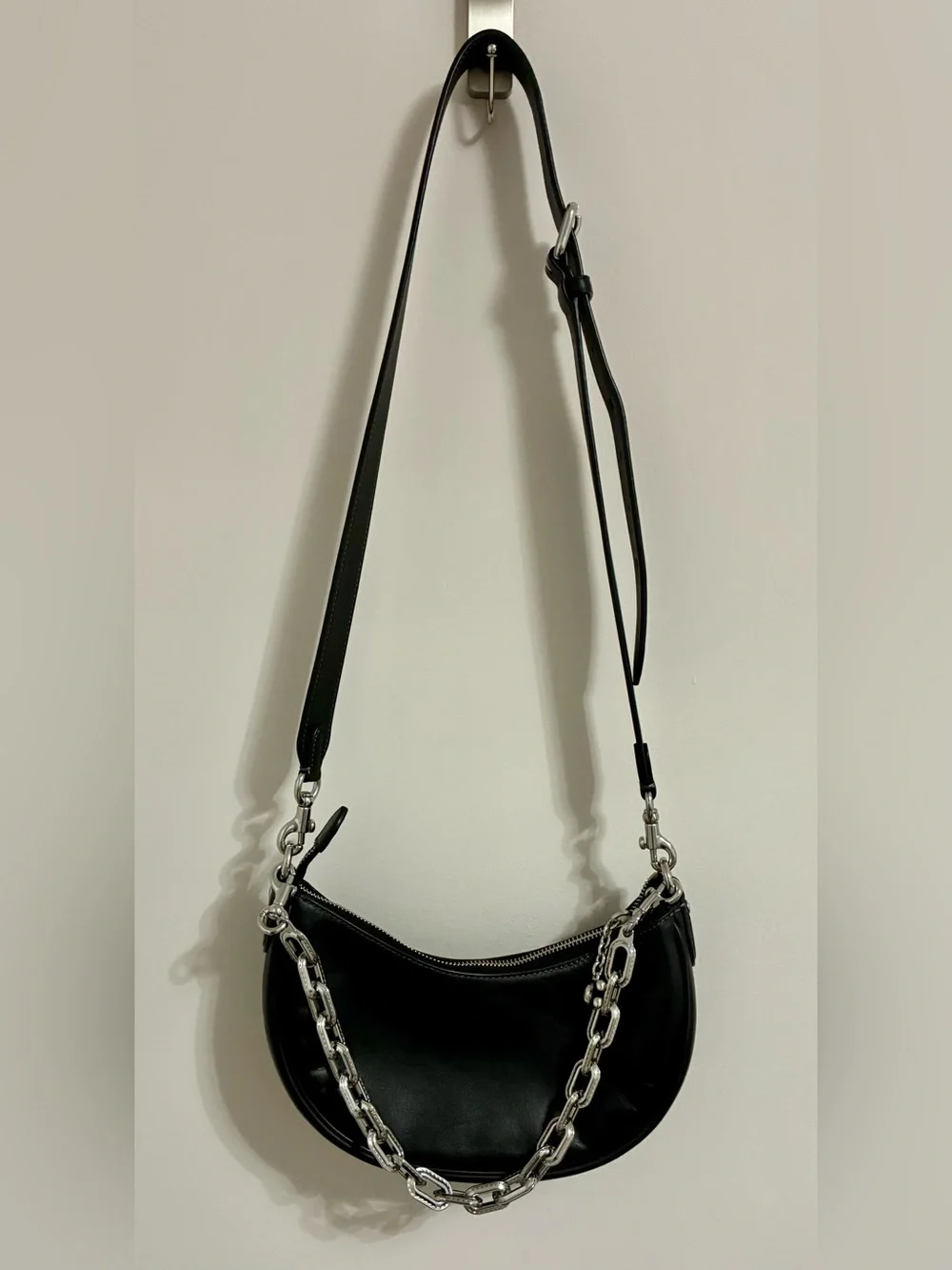Coach Mira Black Leather Crescent Shoulder and Crossbody Bag - Picture 2 of 10